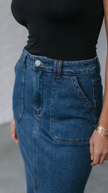 Country Denim Stretch Denim Skirt