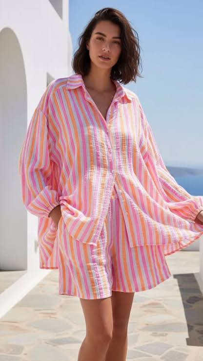 Kiik Luxe Neon Stripe Shirt Dress