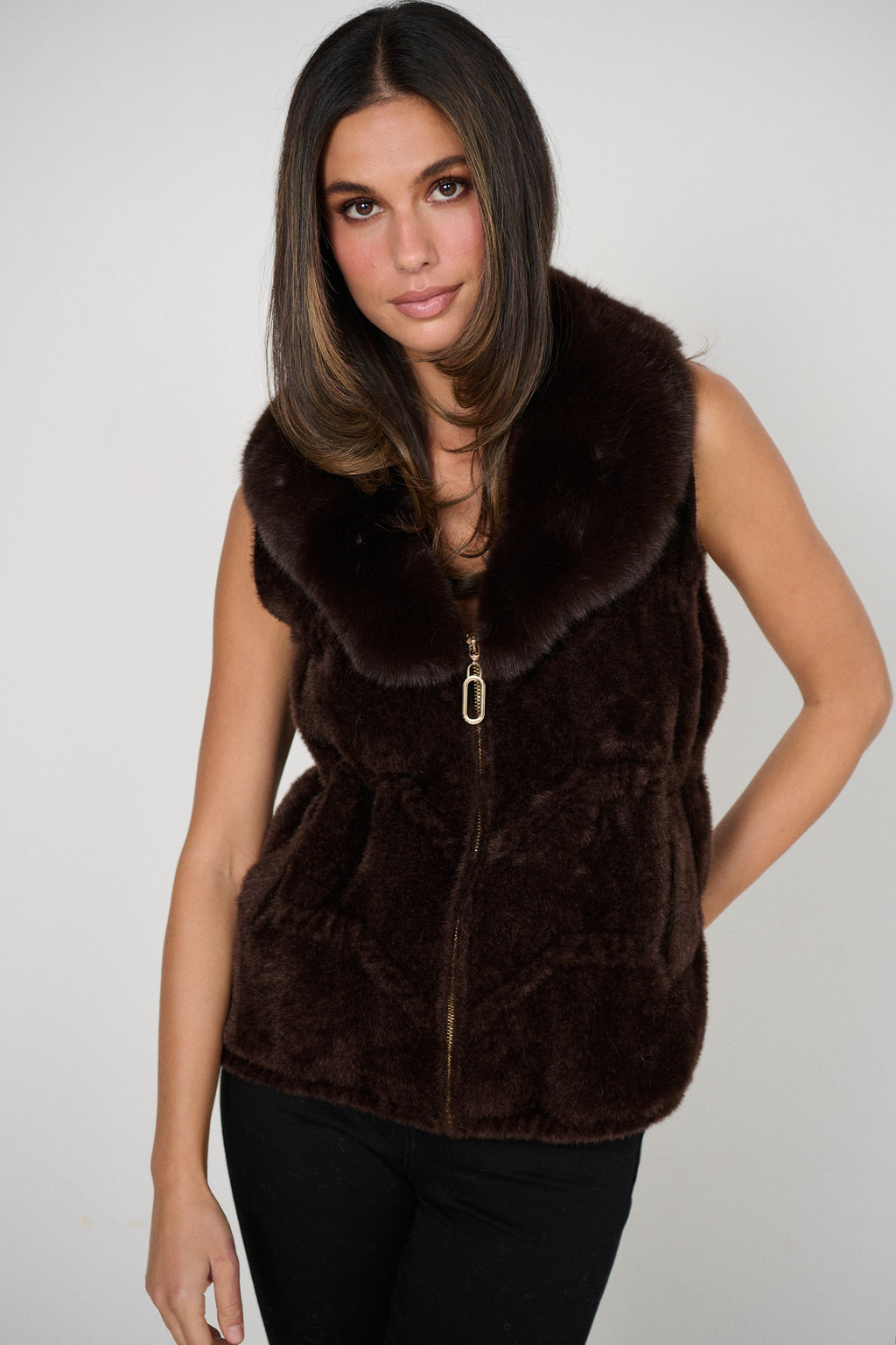 Caju Chocolate Faux Fur Vest