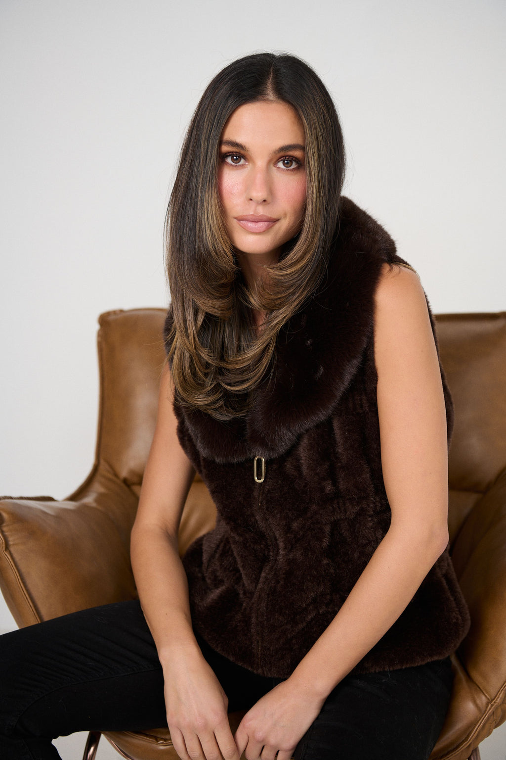 Caju Chocolate Faux Fur Vest