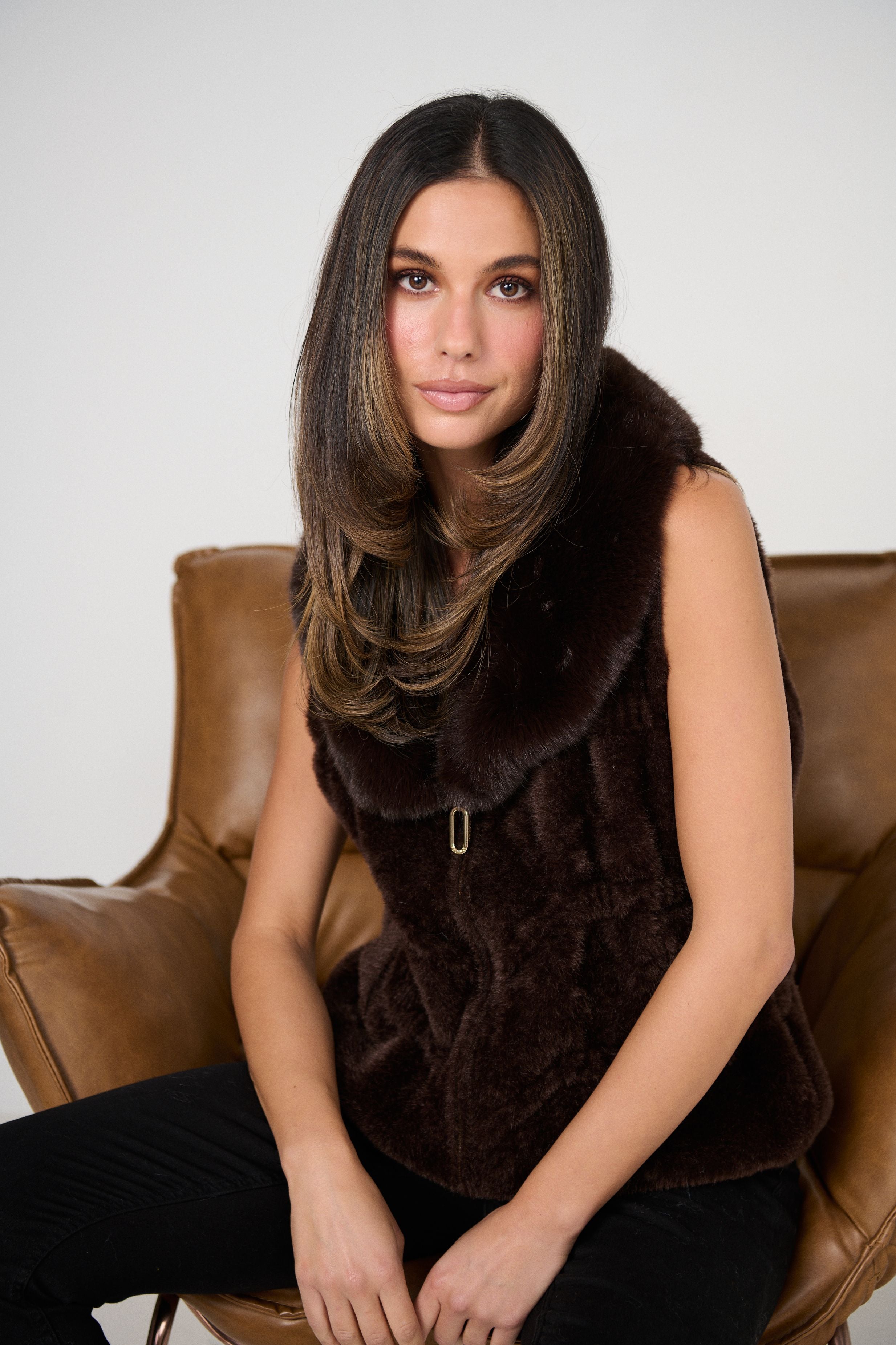Caju Chocolate Faux Fur Vest