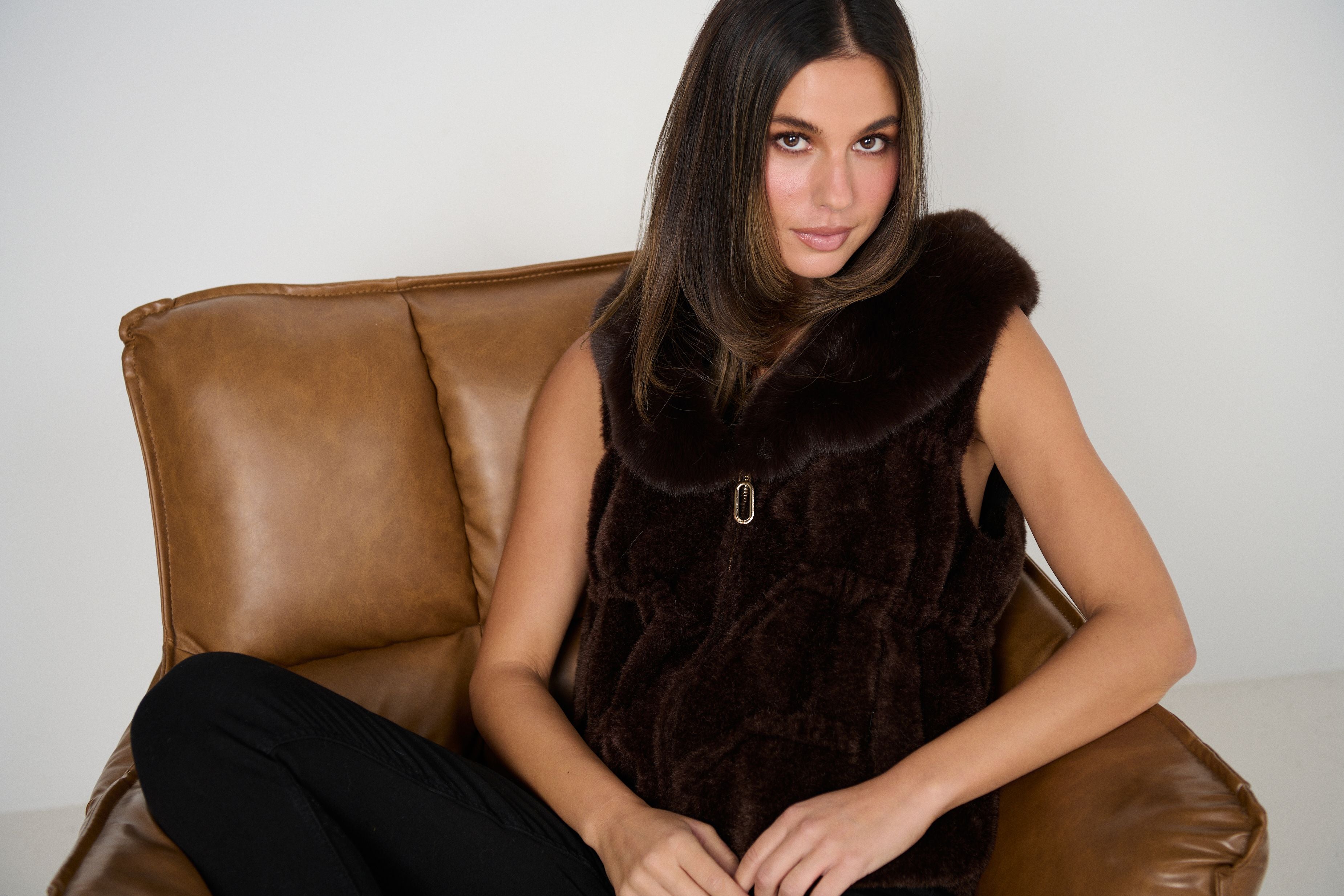Caju Chocolate Faux Fur Vest