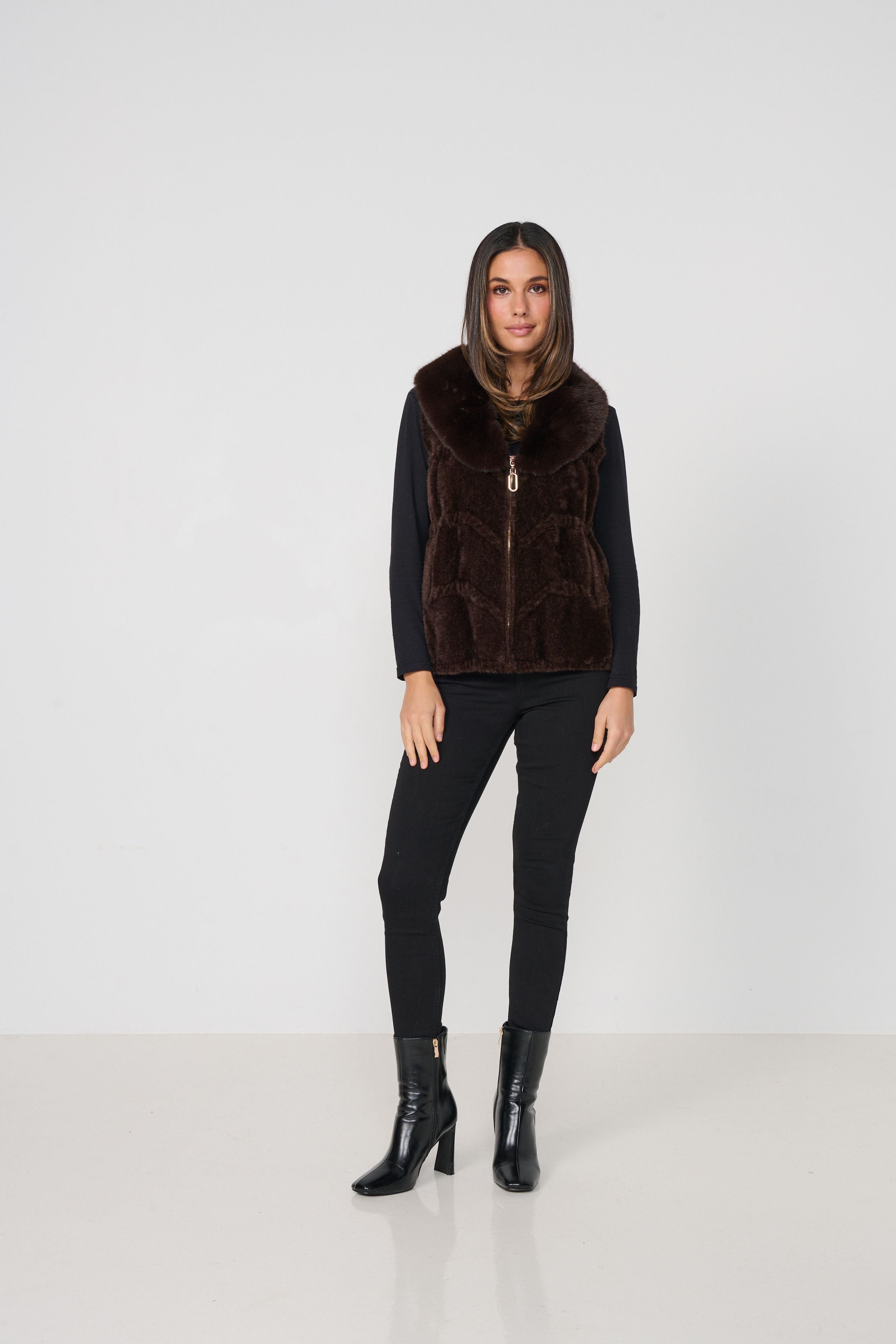 Caju Chocolate Faux Fur Vest
