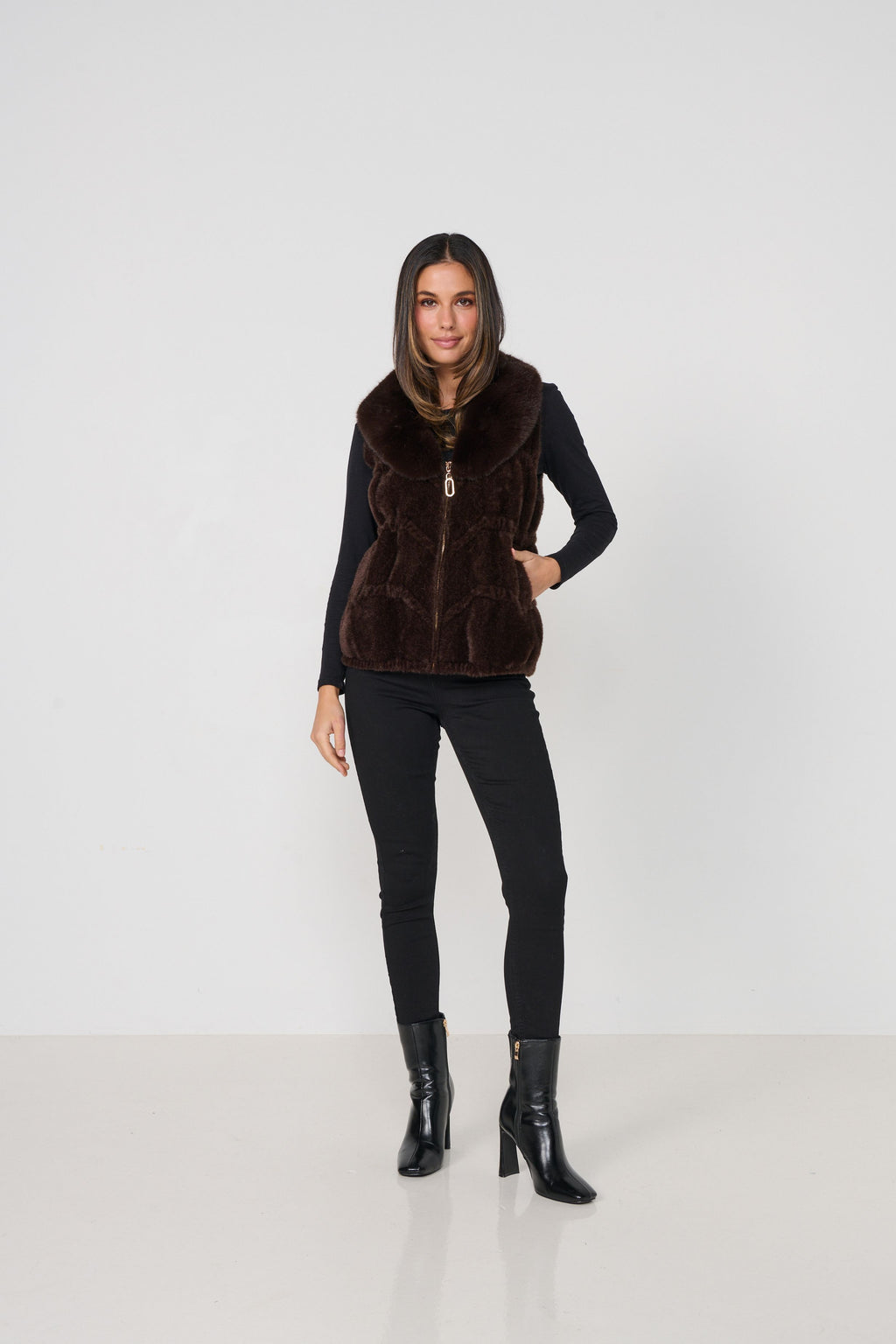 Caju Chocolate Faux Fur Vest