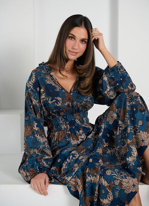 Caju Multi Panel Dress Autumn Blue CZ1113