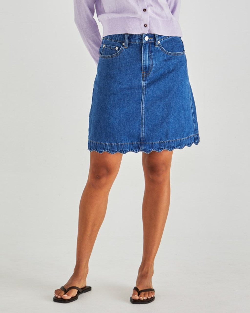 Sass Vale Scalloped Denim Skirt