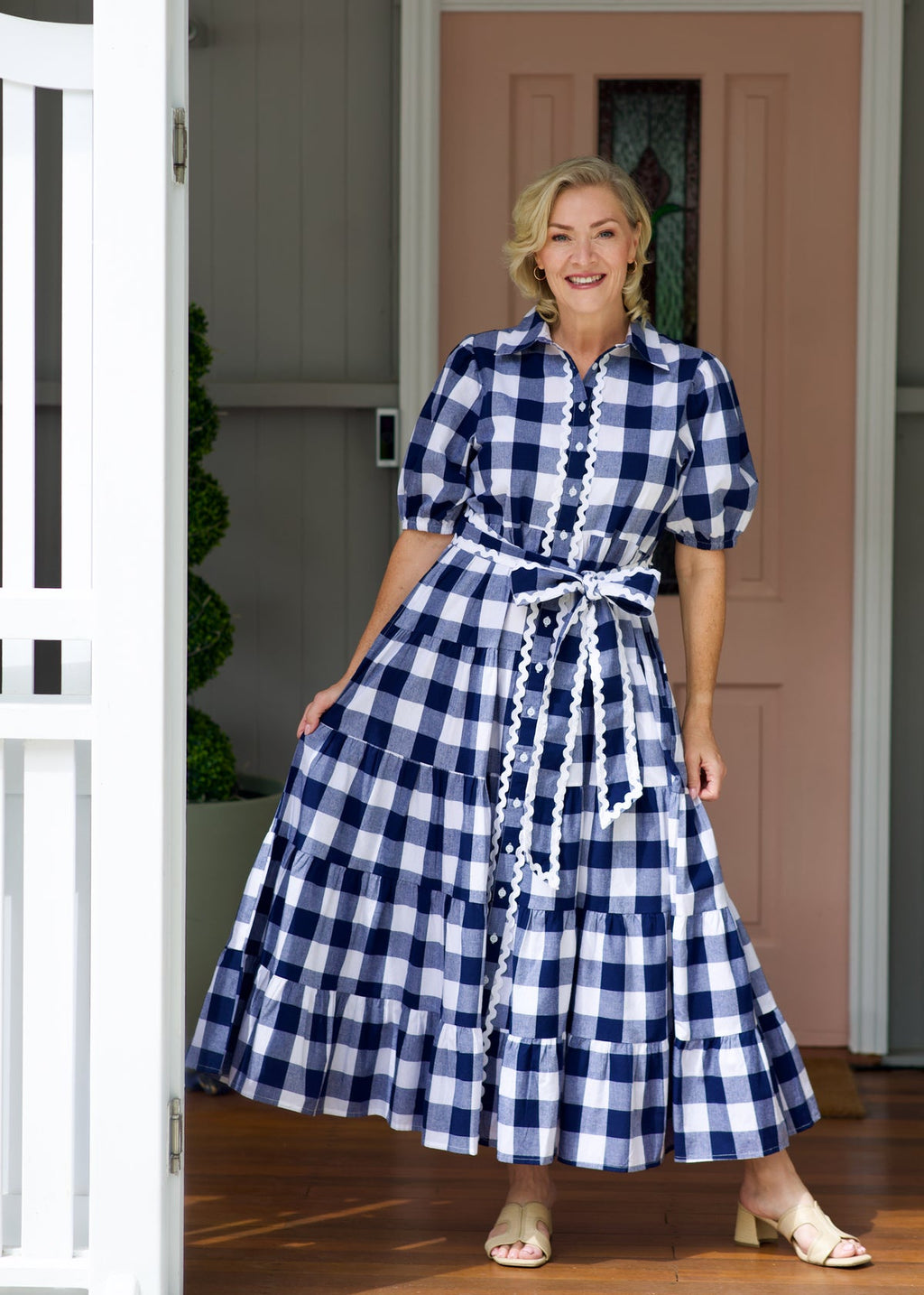 Liv & Milly Alice Gingham Dress Navy & White