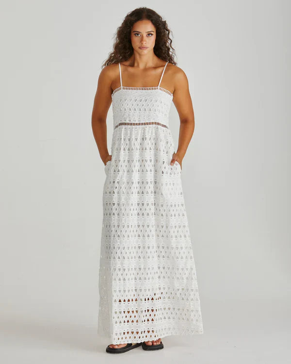 Sass Kali Broderie Dress White