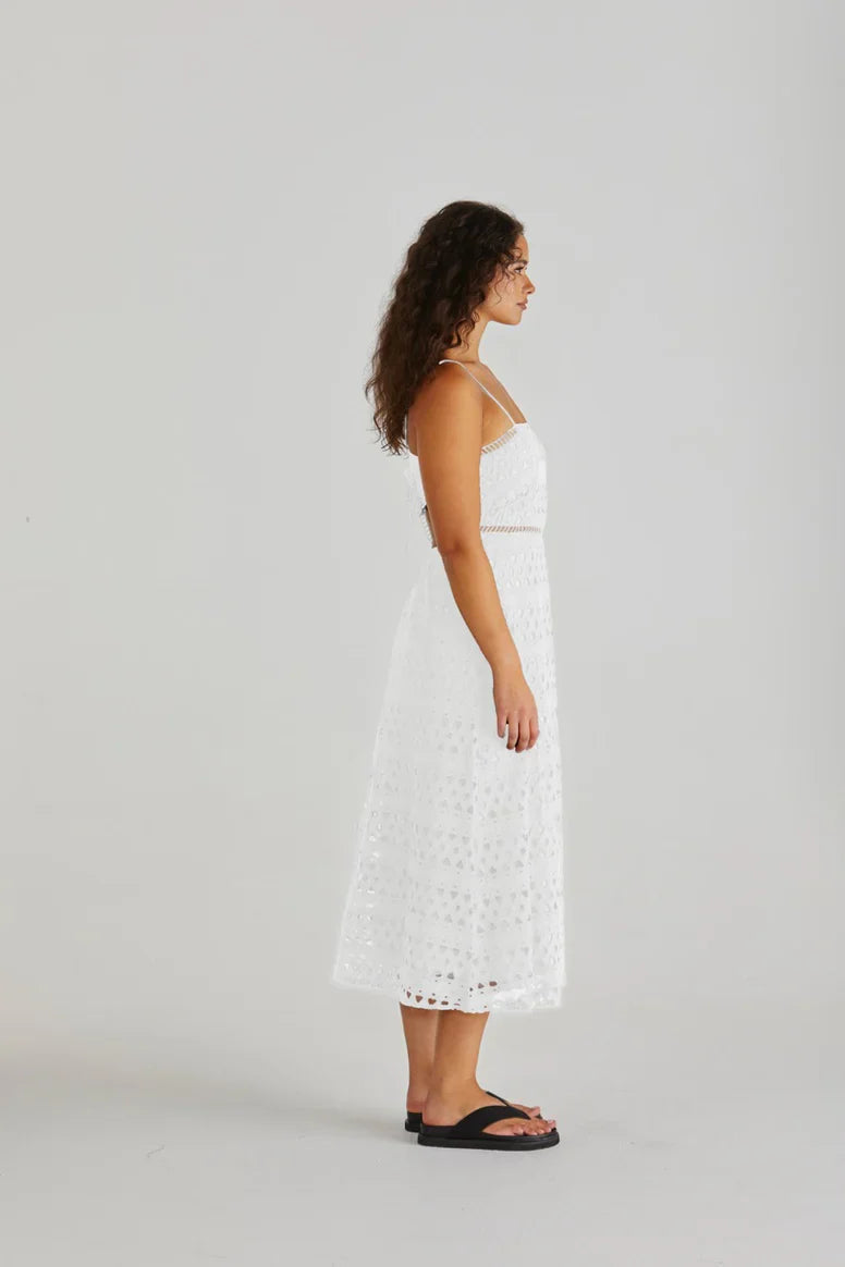 Sass Kali Broderie Dress White