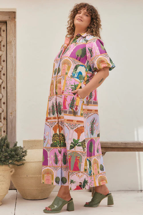 Adrift Matilda Collared Dress in Padam Mosaic