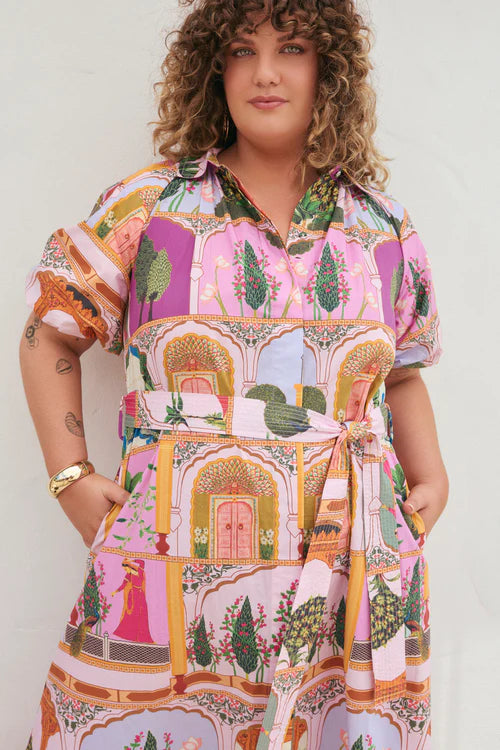 Adrift Matilda Collared Dress in Padam Mosaic