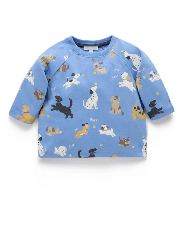 Purebaby Dogs Chasing Balls thick LS tee