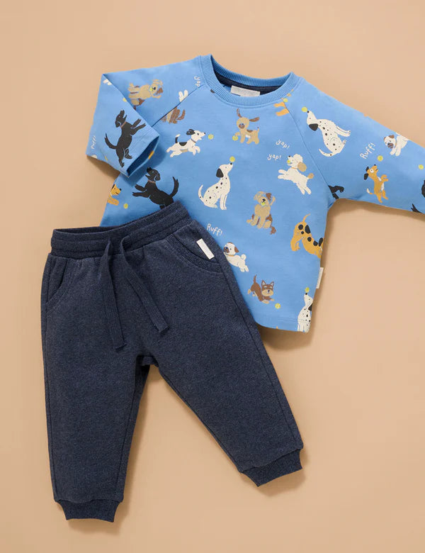 Purebaby Dogs Chasing Balls thick LS tee