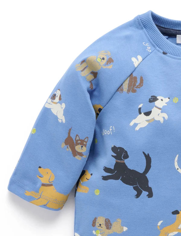 Purebaby Dogs Chasing Balls thick LS tee