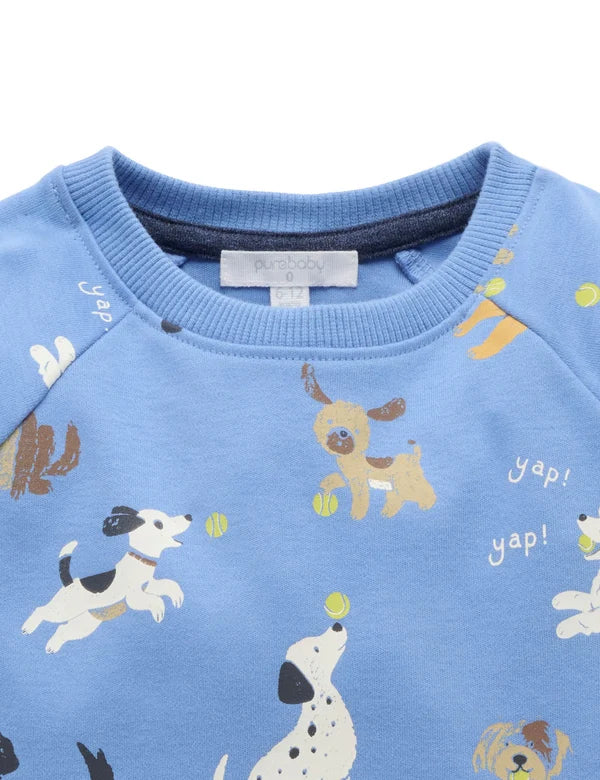 Purebaby Dogs Chasing Balls thick LS tee