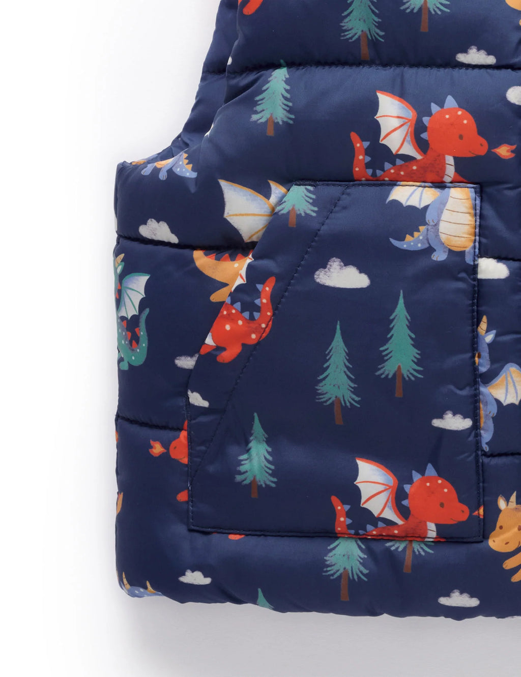 Purebaby Showerproof Vest Dragon Print