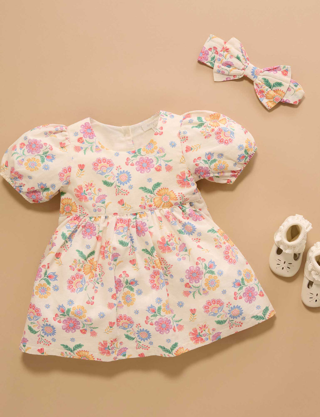 Purebaby Mexican Floral Linen Blend Dress