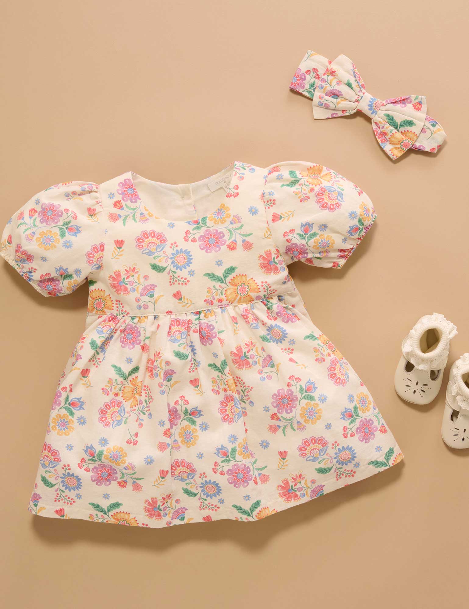 Purebaby Mexican Floral Linen Blend Dress