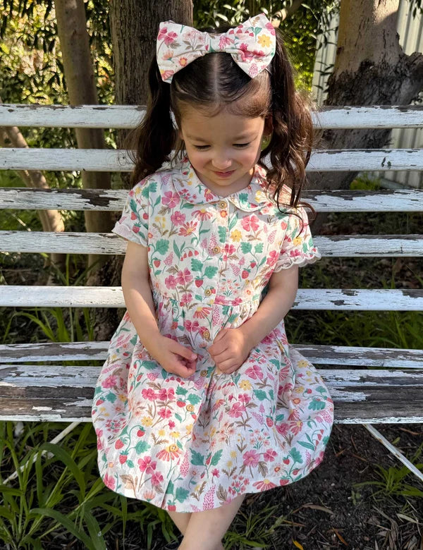 Purebaby Strawberry Garden Linen blend shirtdress