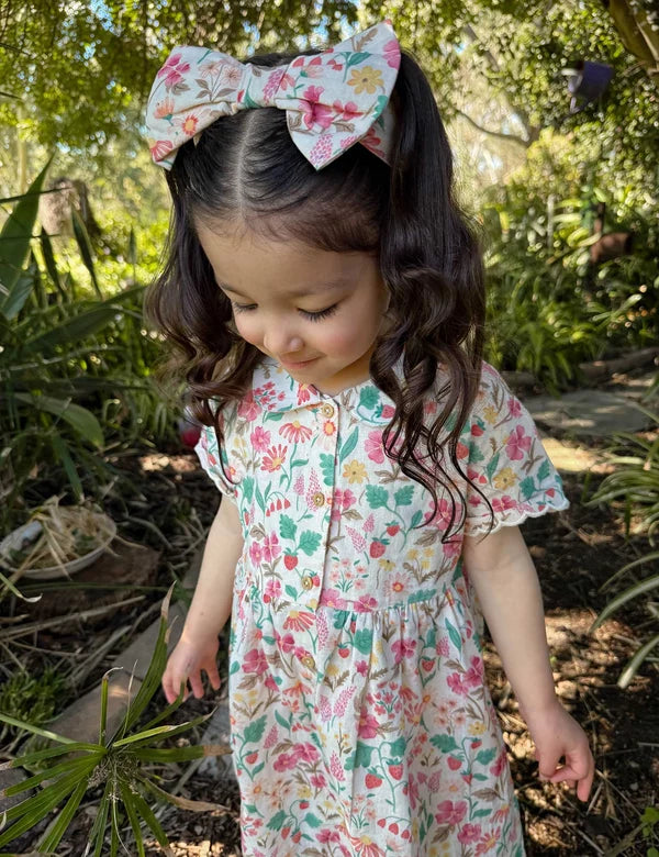 Purebaby Strawberry Garden Linen blend shirtdress