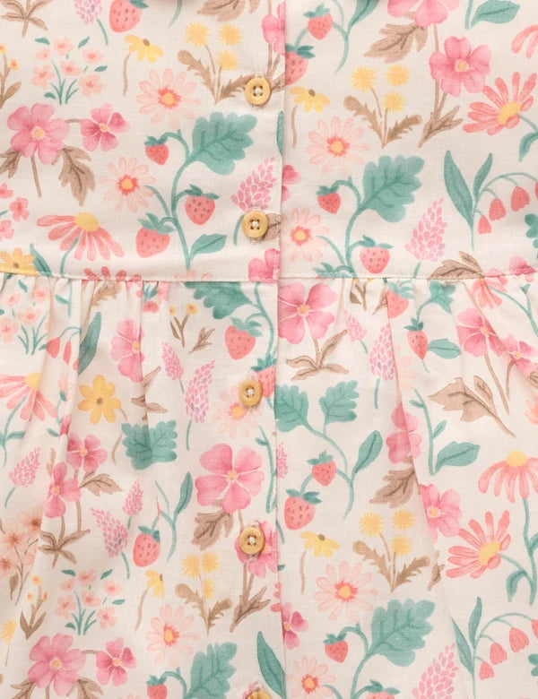 Purebaby Strawberry Garden Linen blend shirtdress