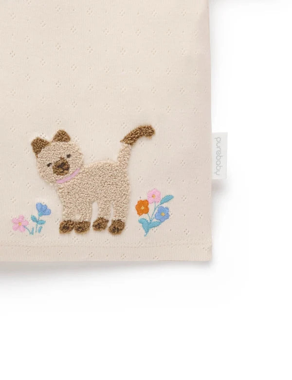 Purebaby Pointelle Tee kitten Cloud