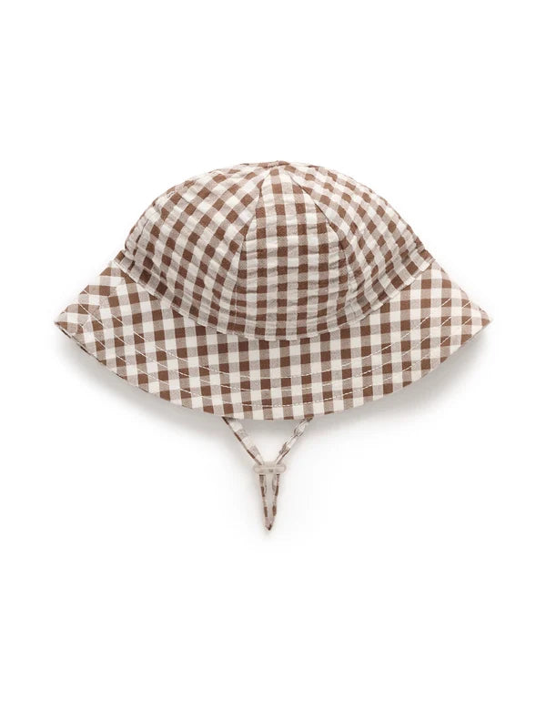 Purebaby Milk Choc Gingham Sunhat