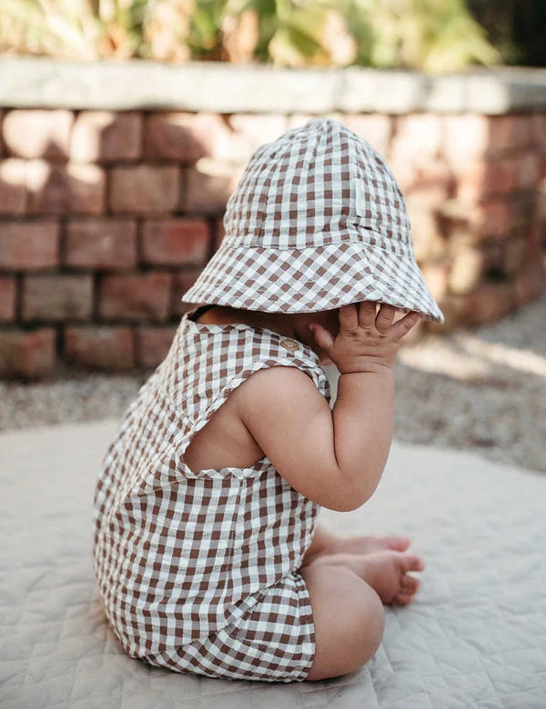 Purebaby Milk Choc Gingham Sunhat
