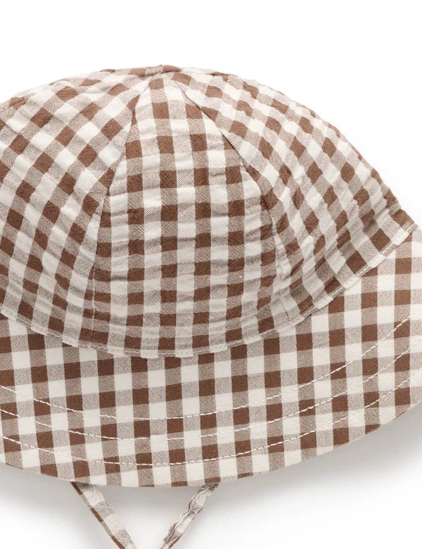 Purebaby Milk Choc Gingham Sunhat