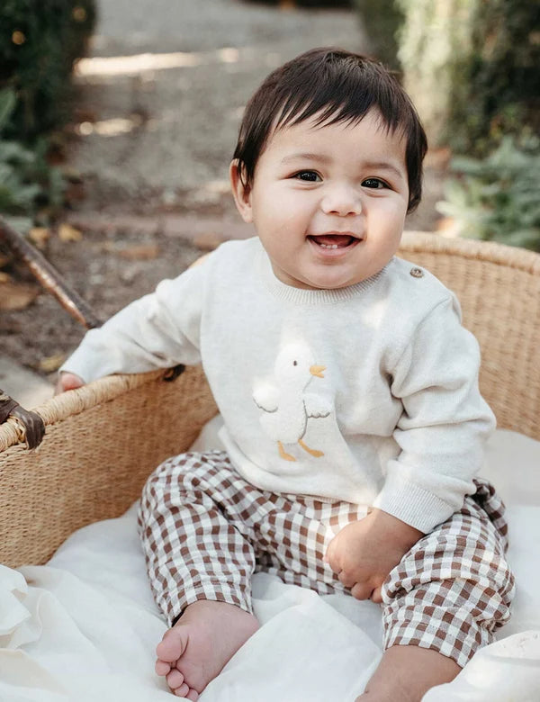 Purebaby Milk choc Gingham Slouch pant