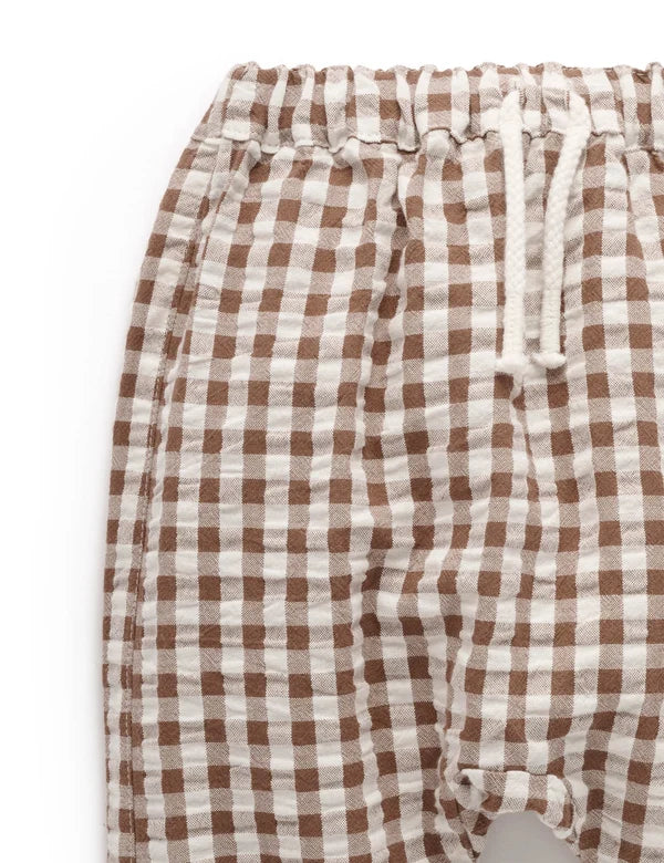 Purebaby Milk choc Gingham Slouch pant