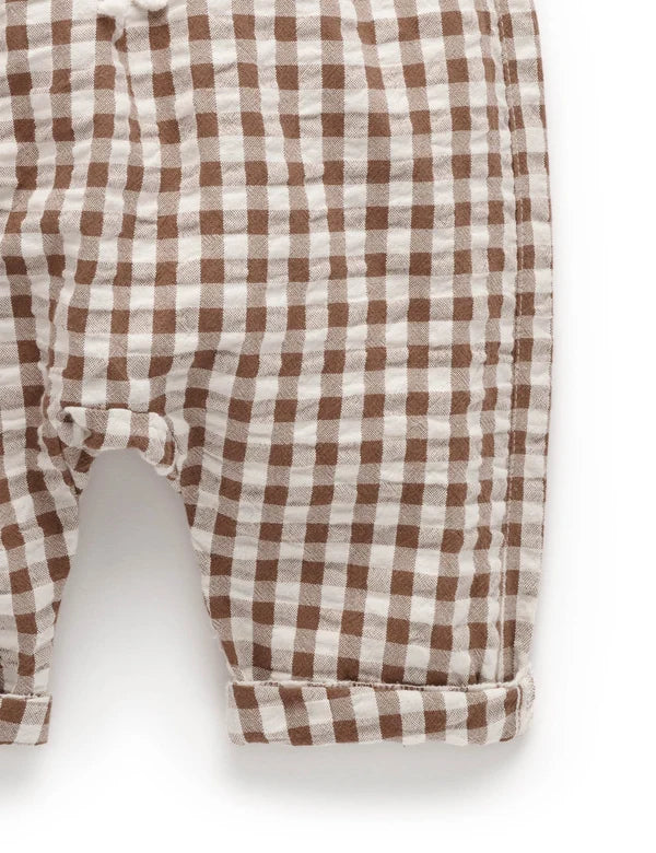 Purebaby Milk choc Gingham Slouch pant