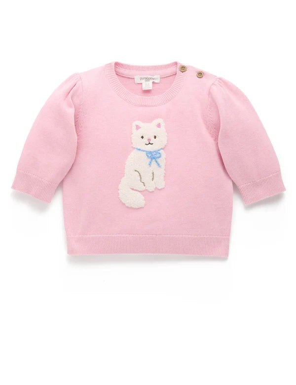 Purebaby Kitten Embroidered Jumper