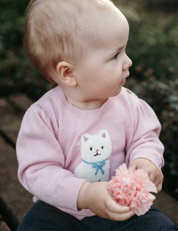 Purebaby Kitten Embroidered Jumper
