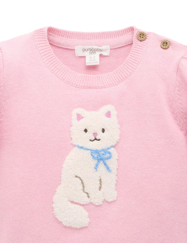 Purebaby Kitten Embroidered Jumper