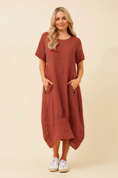 Bottega Moda Linen Midi Dress