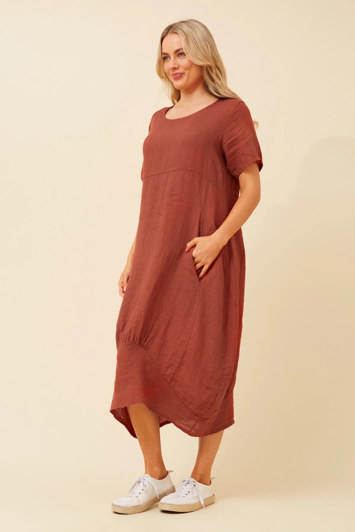 Bottega Moda Linen Midi Dress