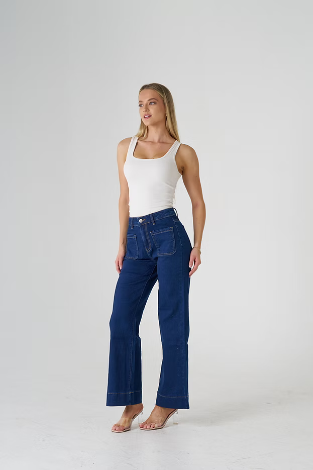 Wakee 7156 Dark Denim Wide Jean