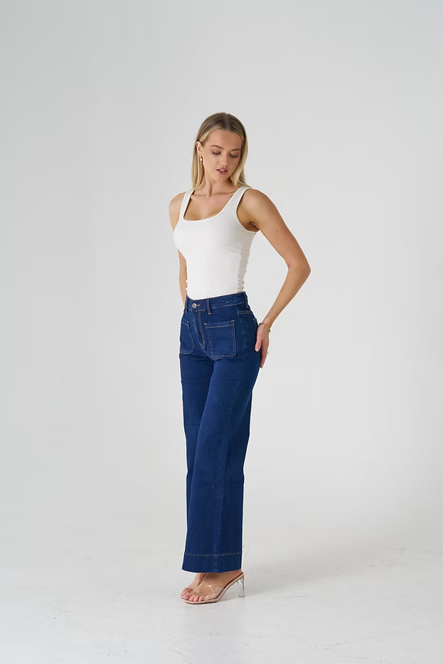 Wakee 7156 Dark Denim Wide Jean