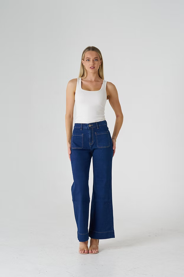 Wakee 7156 Dark Denim Wide Jean