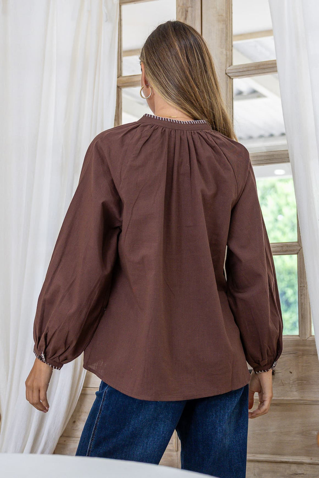 White Poetry Patchwork Chocolate Blouse