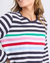 Elm Harmony LS Tee Navy White Rainbow Stripe