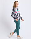 Elm Harmony LS Tee Navy White Rainbow Stripe