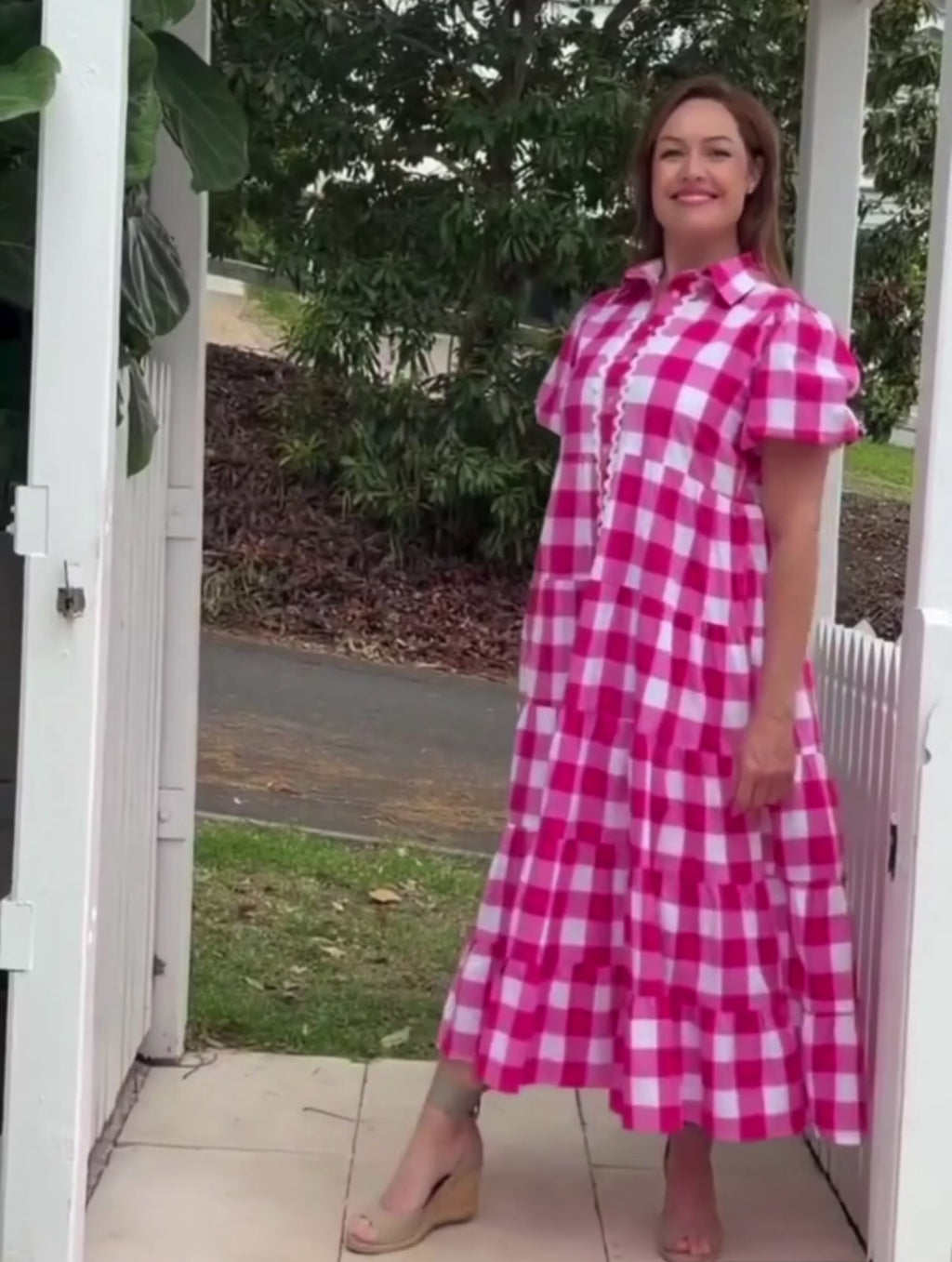 Liv & Milly Alice Gingham Dress Pink & White