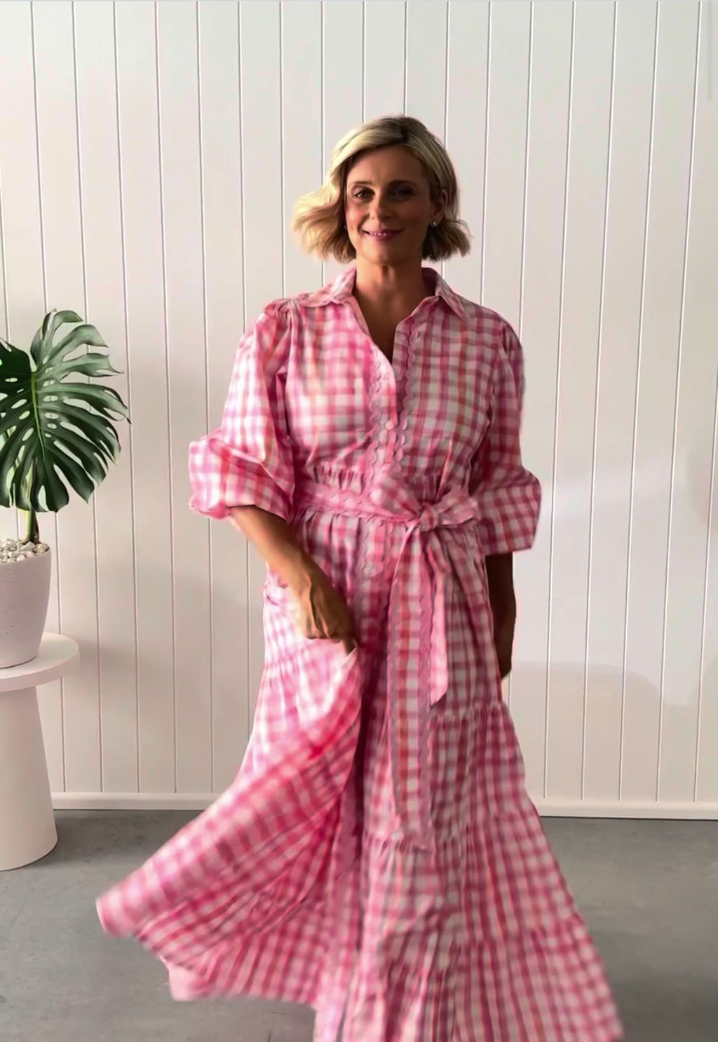 Liv & Milly Alice Gingham Dress Pink/Orange