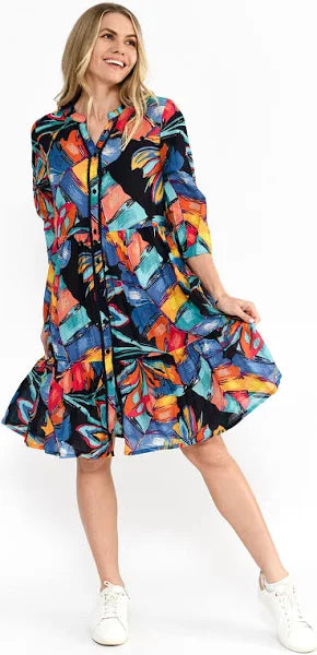 One Summer Vivian Painted Tropical Dress