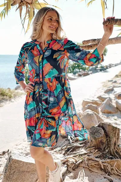 One Summer Vivian Painted Tropical Dress