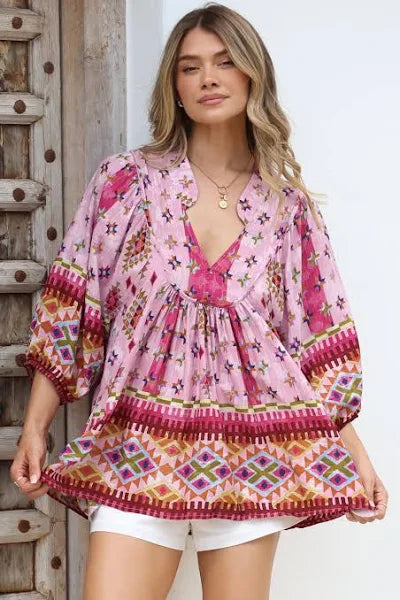 Jaase Lost Tribe Print Boheme Blouse