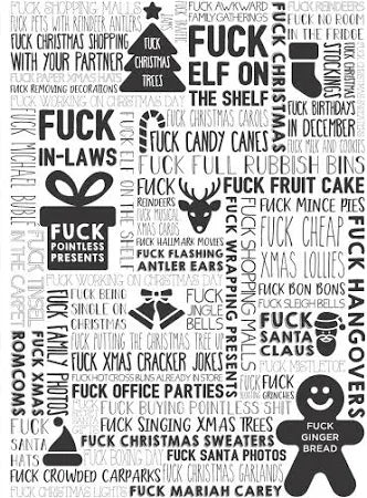 Annabel Trends F Word Xmas Tea Towel Black
