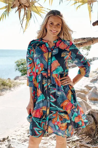 One Summer Vivian Painted Tropical Dress